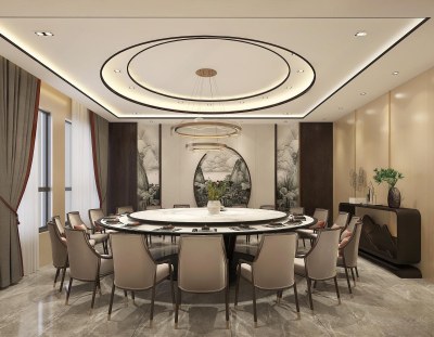 新中式包厢3D模型下载